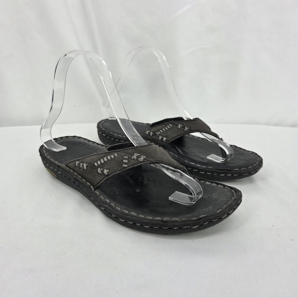 Keen Women's Bree Black Leather Thong Flip Flops sz 6